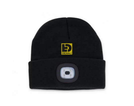 DENALI LED Beanie Black with logo One Size Variable Intensity