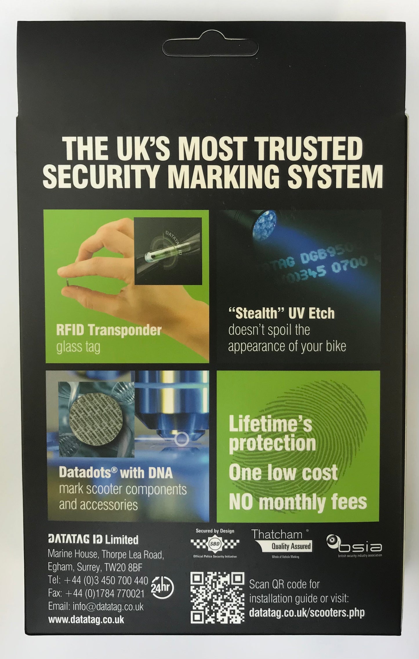 DataTag Scooter Moped Anti Theft ID Security System Kit