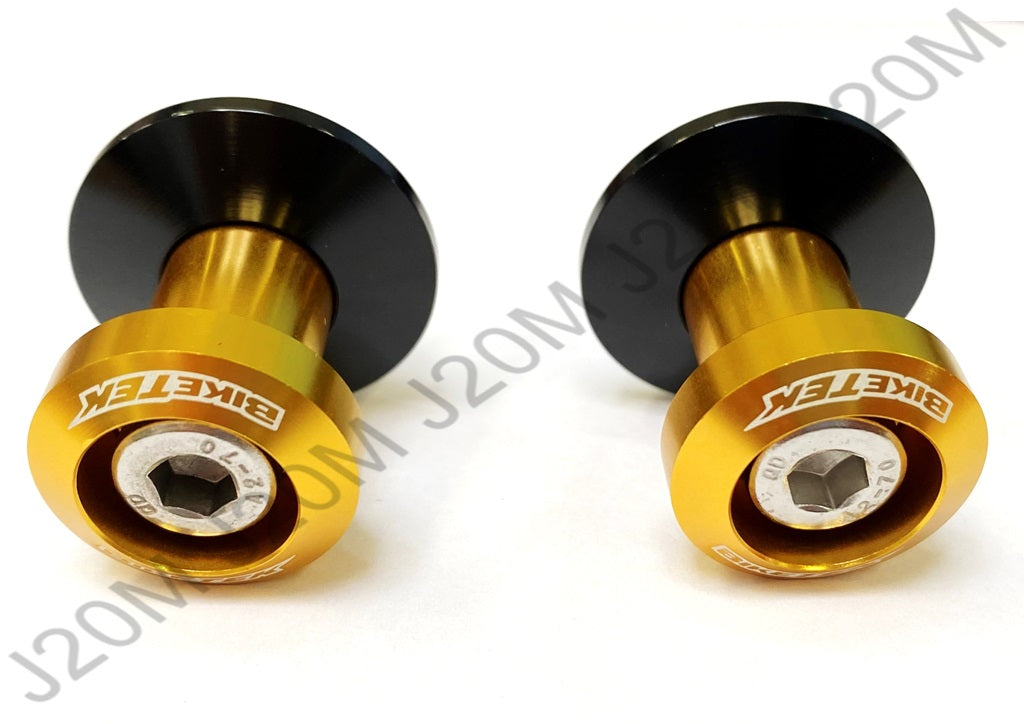 BikeTek Black / Blue / Gold / Silver M8 8mm 1.25 Pitch Motorcycle Bike Paddock Stand Swing Arm Bobbins