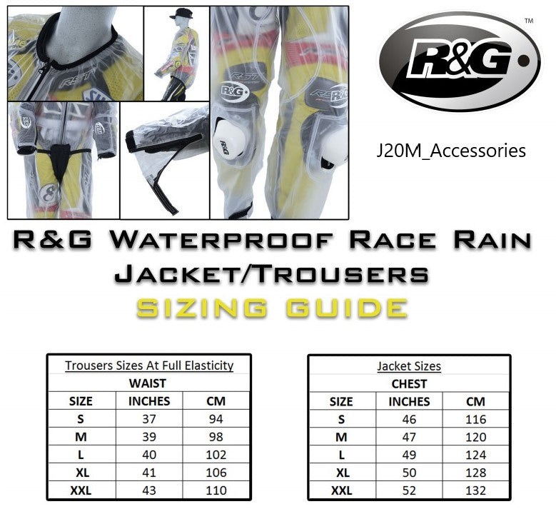 R&G Waterproof Race Rain Trousers suitable for track use S / M / L / XL / XXL (2XL)