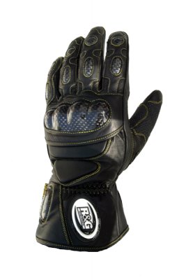 R&G Deluxe Leather Motorcycle Gloves - Black Large (L)