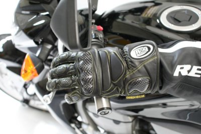 R&G Deluxe Leather Motorcycle Gloves - Black Large (L)
