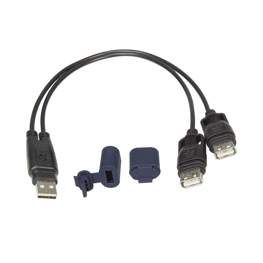OptiMate O110 USB Y Splitter Lead 2:1 Weatherproof Connection with Shrouds