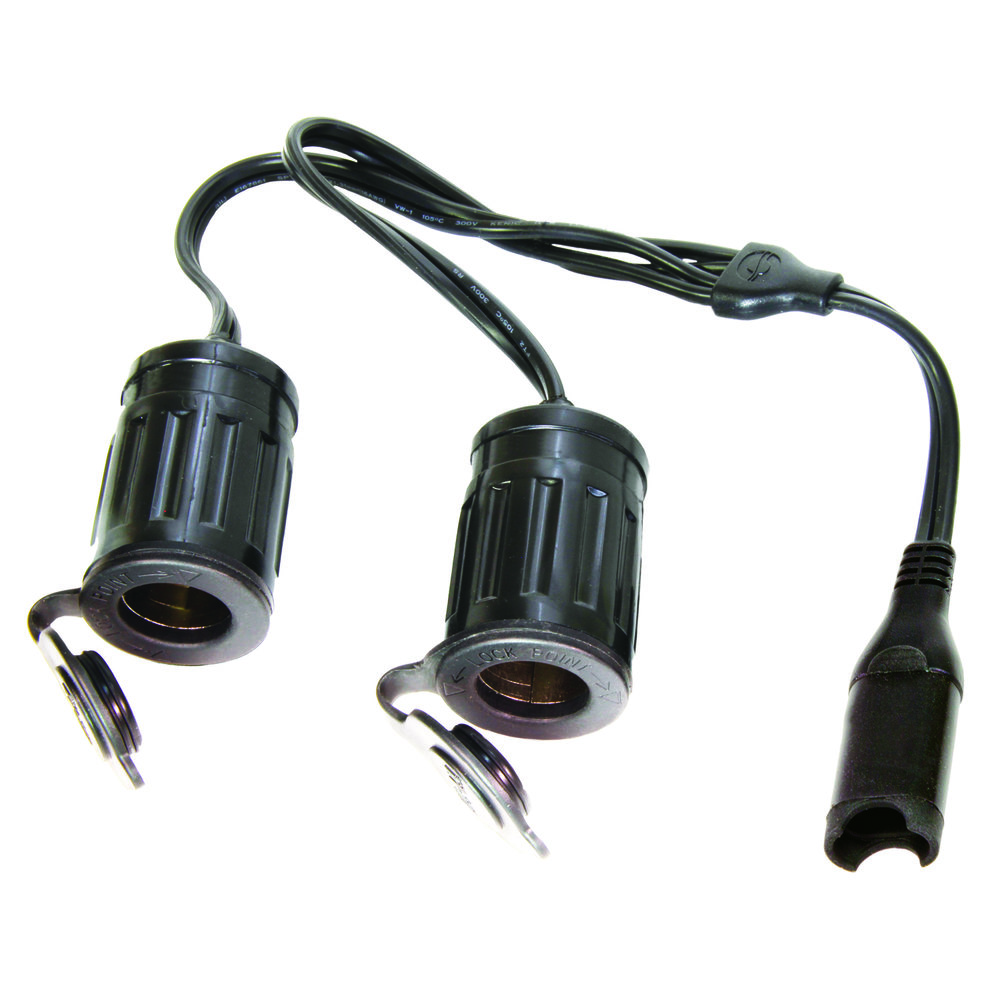 Optimate O26 SAE to 2 x Cig Sockets Lead Weatherproof Connector Y Splitter
