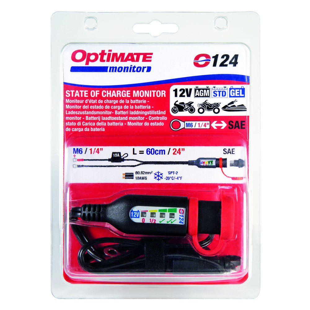 Optimate O124 SAE Eyelet Permanent Battery Lead with Integrated Battery Monitor