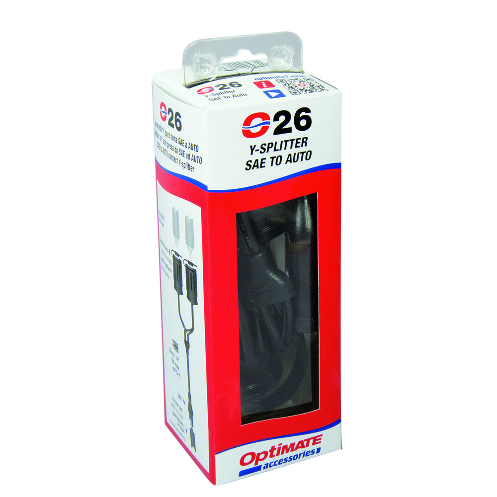 Optimate O26 SAE to 2 x Cig Sockets Lead Weatherproof Connector Y Splitter