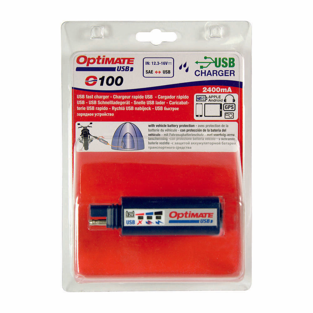 Optimate O100 USB Fast Charger 2400mA Aux Auxiliary Socket Alternative Motorbike