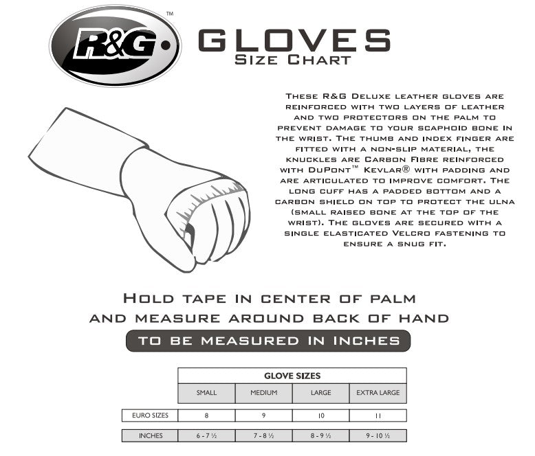 R&G Deluxe Leather Motorcycle Gloves - Black Large (L)