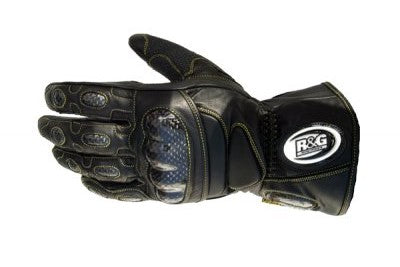 R&G Deluxe Leather Motorcycle Gloves - Black Large (L)