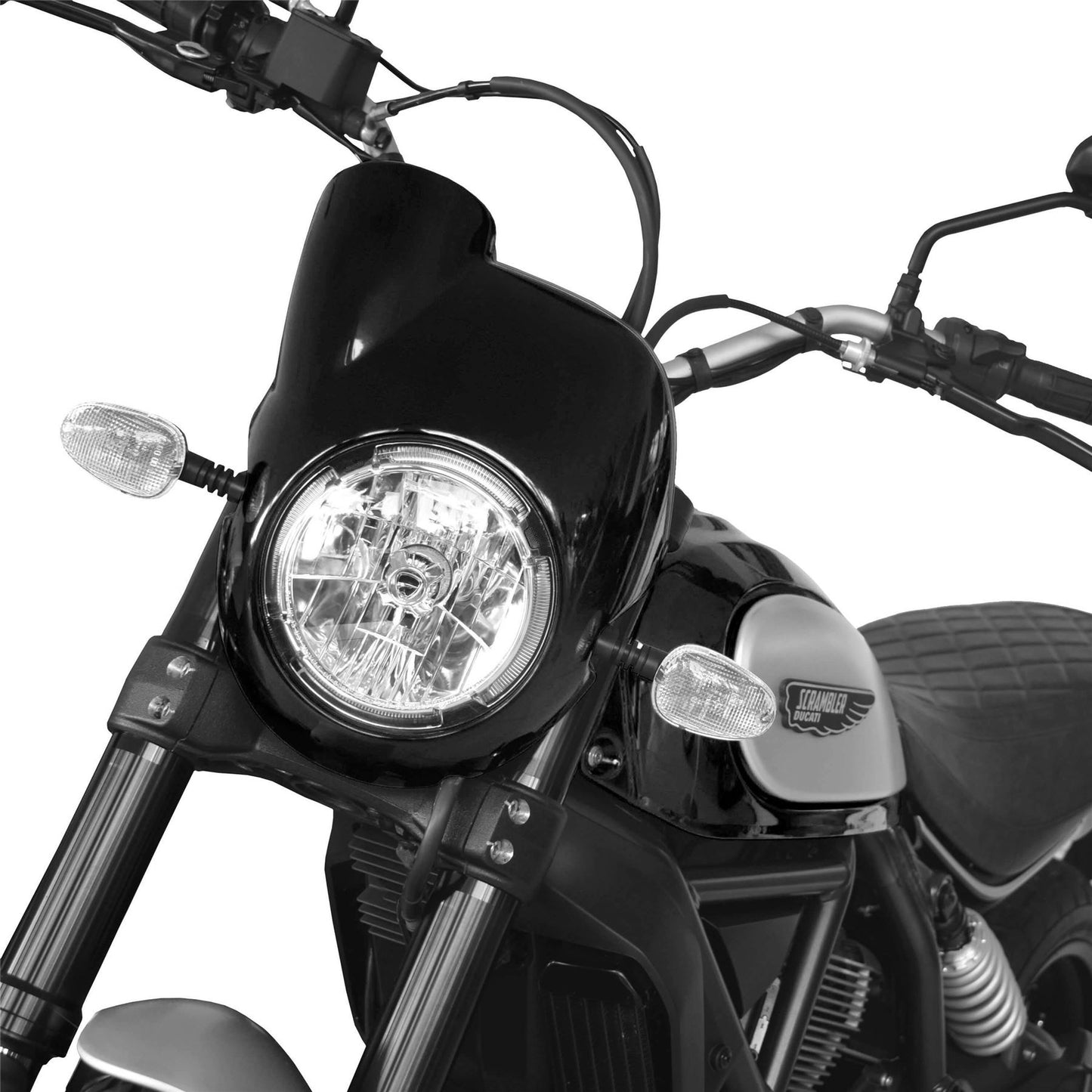 Pyramid Nose Fairing Gloss Black for Ducati Scrambler Classic Sixty2 Icon 2015-