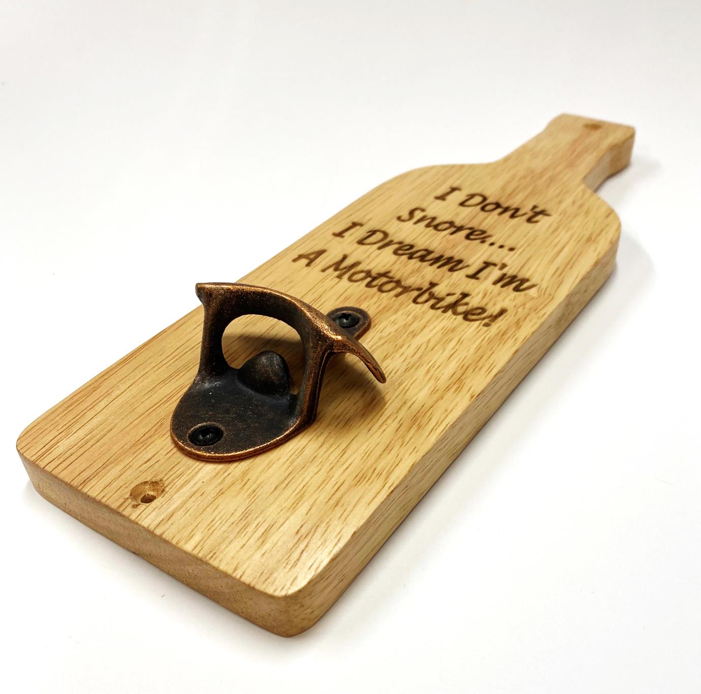 Bottle Opener Board - Motorbike Motorcycle Gift - I Don't Snore