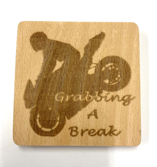 Coaster - Motorbike Motorcycle Gift - Grabbing a Break Stoppie