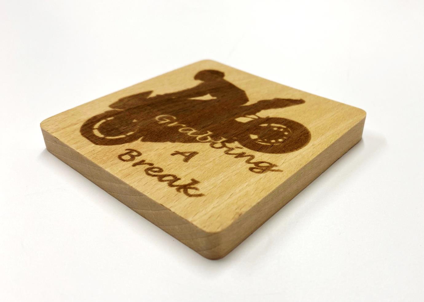 Coaster - Motorbike Motorcycle Gift - Grabbing a Break Stoppie