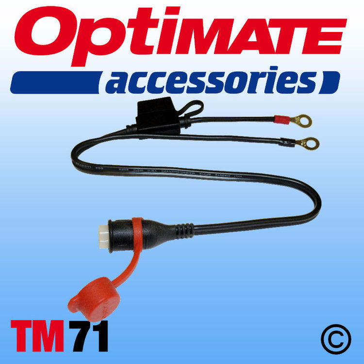 Optimate Accumate TM71 Fused Eyelet Battery Lead M6 Weatherproof Connector