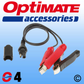 Optimate O4 Battery Clamp SAE Lead Weatherproof Connector for Motorcycle or Car