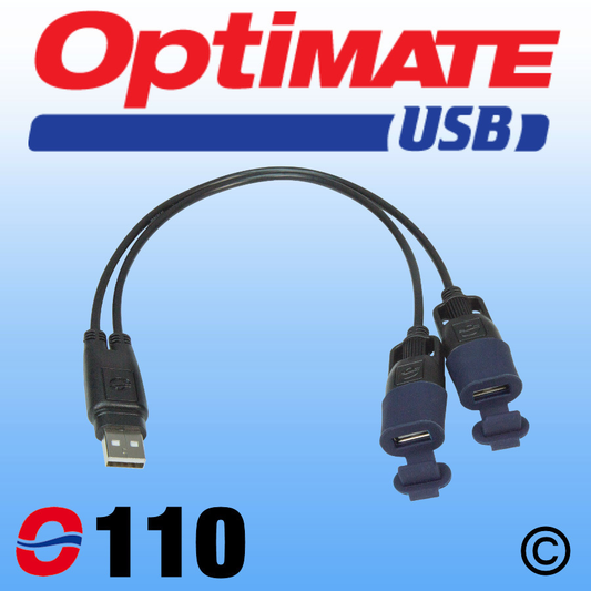 OptiMate O110 USB Y Splitter Lead 2:1 Weatherproof Connection with Shrouds