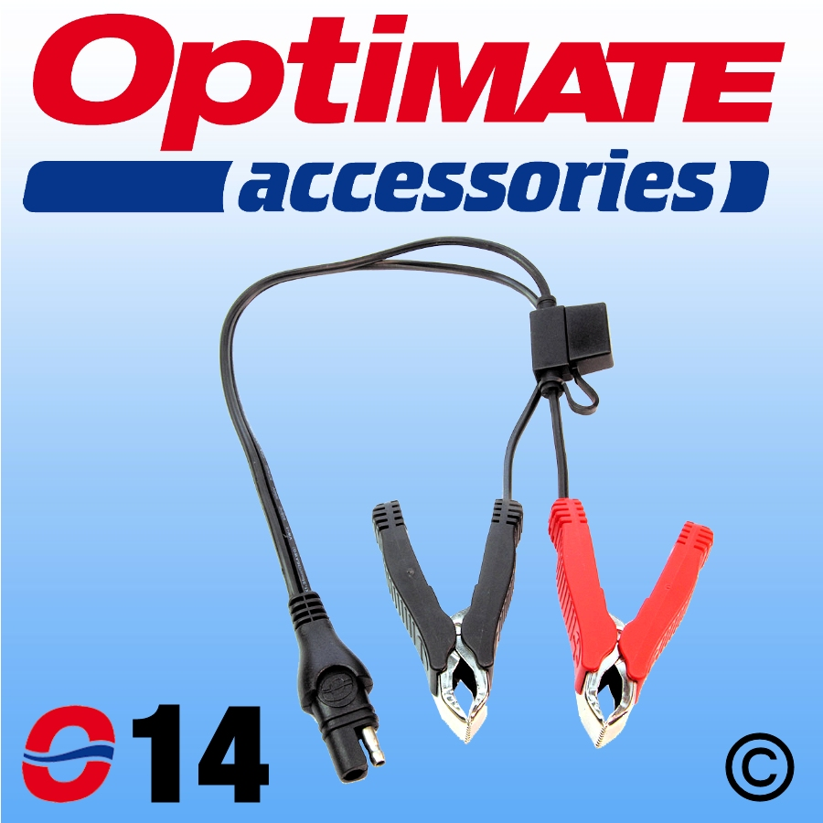 Optimate O14 Fused Battery Clamp SAE Lead Weatherproof Connector Motorbike Car